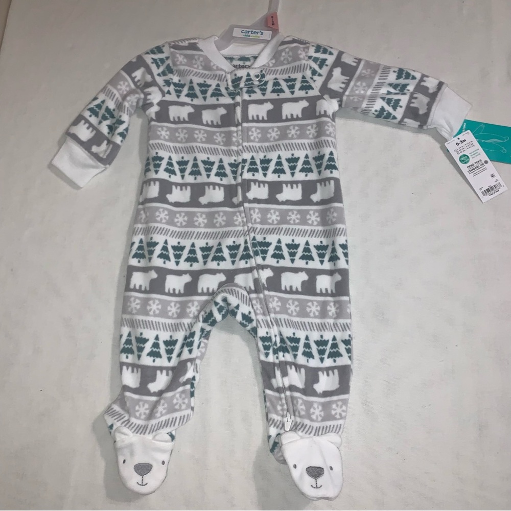 NWT Carters 0-3mos Christmas fleece sleeper